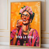 Frida Kahlo Pop Art Wall Art – Viva La Vida Portrait with Drink