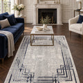 Fringed Modern Area Rug in a living room