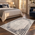 Fringed Modern Area Rug in a bedroom