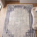 Fringed Modern Area Rug in a living room