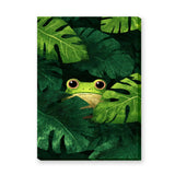 Frog Botanical Wall Art – Cute Jungle Animal Among Monstera Leaves