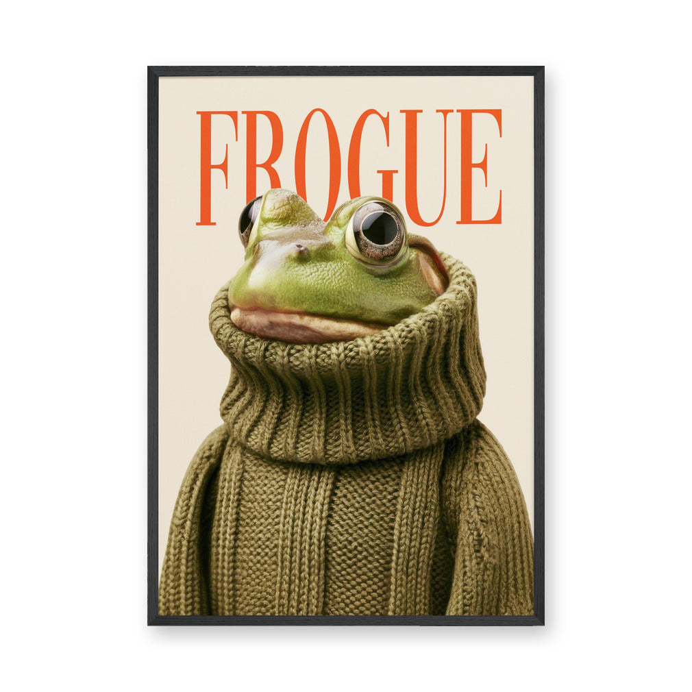 Frog Fashion Typography Wall Art – Green Sweater Cover Print