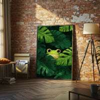 Frog in Jungle Leaves Aesthetic Home Art Print