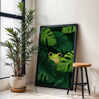 Frog in Jungle Leaves Aesthetic Home Art Print
