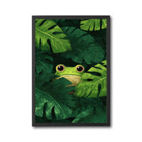 Frog in Jungle Leaves Aesthetic Home Art Print