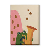Frog Saxophone Kids Wall Art – Retro Music Print for Nursery