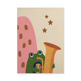 Frog Saxophone Kids Wall Art – Retro Music Print for Nursery