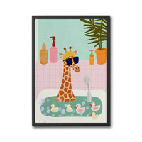 Fun Giraffe Bathroom Wall Print – Playful Animal Art for Kids Bathroom or Nursery Decor