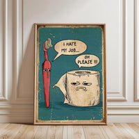 Funny Bathroom Wall Print, Printable Toothbrush vs Toilet Paper Art, Humorous Restroom Wall Print, Quirky Bathroom Decor