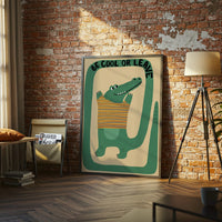 Funny Crocodile Artwork, Whimsical Nursery Decor, Playroom Wall Print for Kids Room