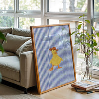 Funny Duck Cowboy Hat Wall Print – Quirky Farmhouse Duck Canvas Decor