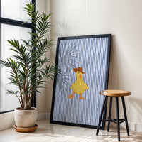 Funny Duck Cowboy Hat Wall Print – Quirky Farmhouse Duck Canvas Decor