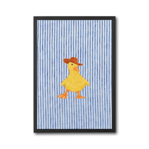 Funny Duck Cowboy Hat Wall Print – Quirky Farmhouse Duck Canvas Decor