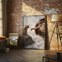 Funny God and Cat Creation Parody Wall Décor Print