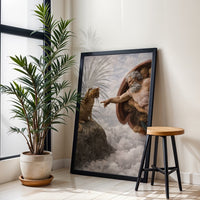 Funny God and Cat Creation Parody Wall Décor Print