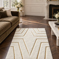 Fur Texture Contemporary Square Area Rug in a living room