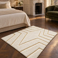 Fur Texture Contemporary Square Area Rug in a bedroom