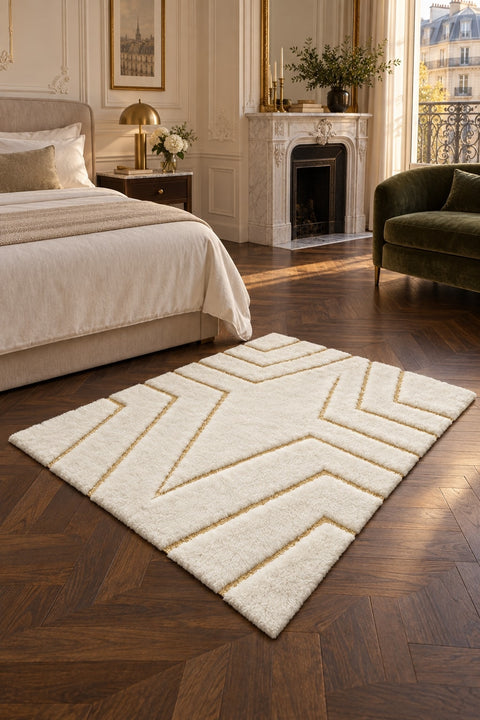 Fur Texture Contemporary Square Area Rug in a bedroom