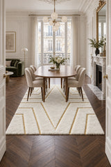 Fur Texture Contemporary Square Area Rug in a dining room