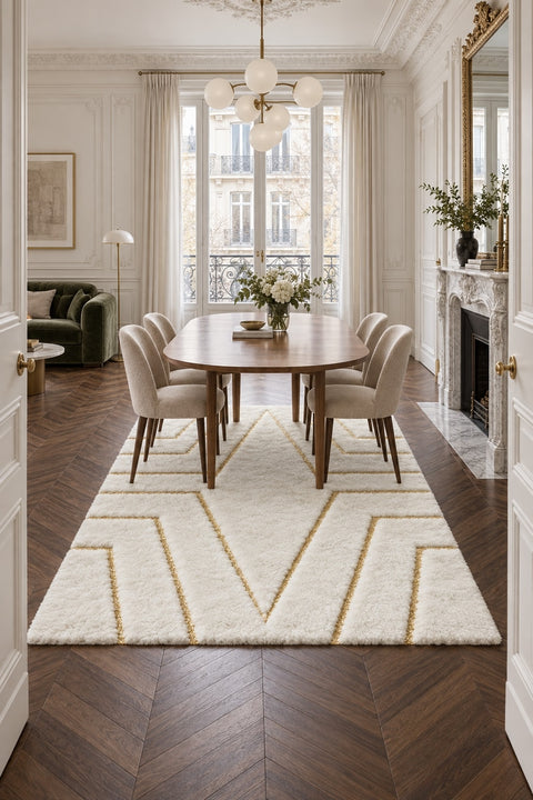 Fur Texture Contemporary Square Area Rug in a dining room
