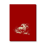 Galloping Horse Traditional Wall Art – Cream Horse on Red