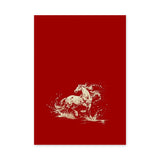 Galloping Horse Traditional Wall Art – Cream Horse on Red