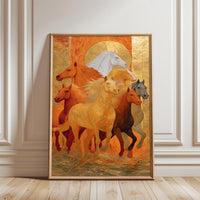 Galloping Horses Aesthetic Wall Décor, Elegant Horse Wall Poster for Home Decor