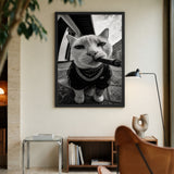 Gangster Cat Pop Art Wall Art – Black and White Streetwear Cat Print