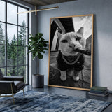 Gangster Cat Pop Art Wall Art – Black and White Streetwear Cat Print