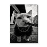 Gangster Cat Pop Art Wall Art – Black and White Streetwear Cat Print