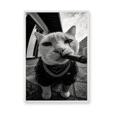 Gangster Cat Pop Art Wall Art – Black and White Streetwear Cat Print