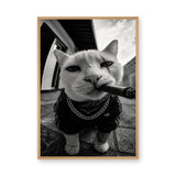 Gangster Cat Pop Art Wall Art – Black and White Streetwear Cat Print