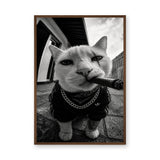 Gangster Cat Pop Art Wall Art – Black and White Streetwear Cat Print