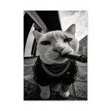 Gangster Cat Pop Art Wall Art – Black and White Streetwear Cat Print