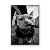 Gangster Cat Pop Art Wall Art – Black and White Streetwear Cat Print