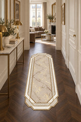 Geometric Abstract Runner Rug in a hallway