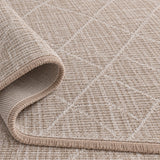 Geometric Boho Area Rug – Beige – texture close-up