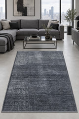 Geometric Boho Area Rug – Charcoal in a living room