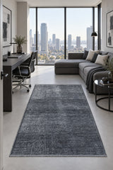 Geometric Boho Area Rug – Charcoal in a office