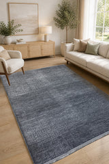 Geometric Boho Area Rug – Charcoal in a living room