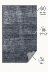 Geometric Boho Area Rug – Charcoal – features
