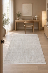 Geometric Boho Area Rug – Cream in a office
