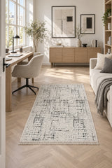Geometric Boho Area Rug – Cream in a office