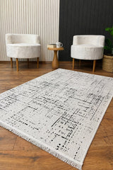 Geometric Boho Area Rug – Cream in a living room
