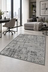 Geometric Boho Area Rug – Gray in a office