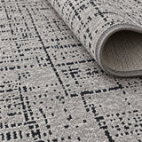 Geometric Boho Area Rug – Gray – texture close-up