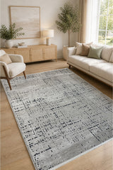 Geometric Boho Area Rug – Taupe in a living room