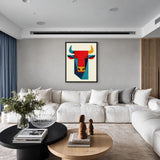 Geometric Bull Wall Art – Colorful Retro Animal Portrait Print