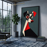 Geometric Dog Portrait Modern Wall Art – Cubist Pet Design