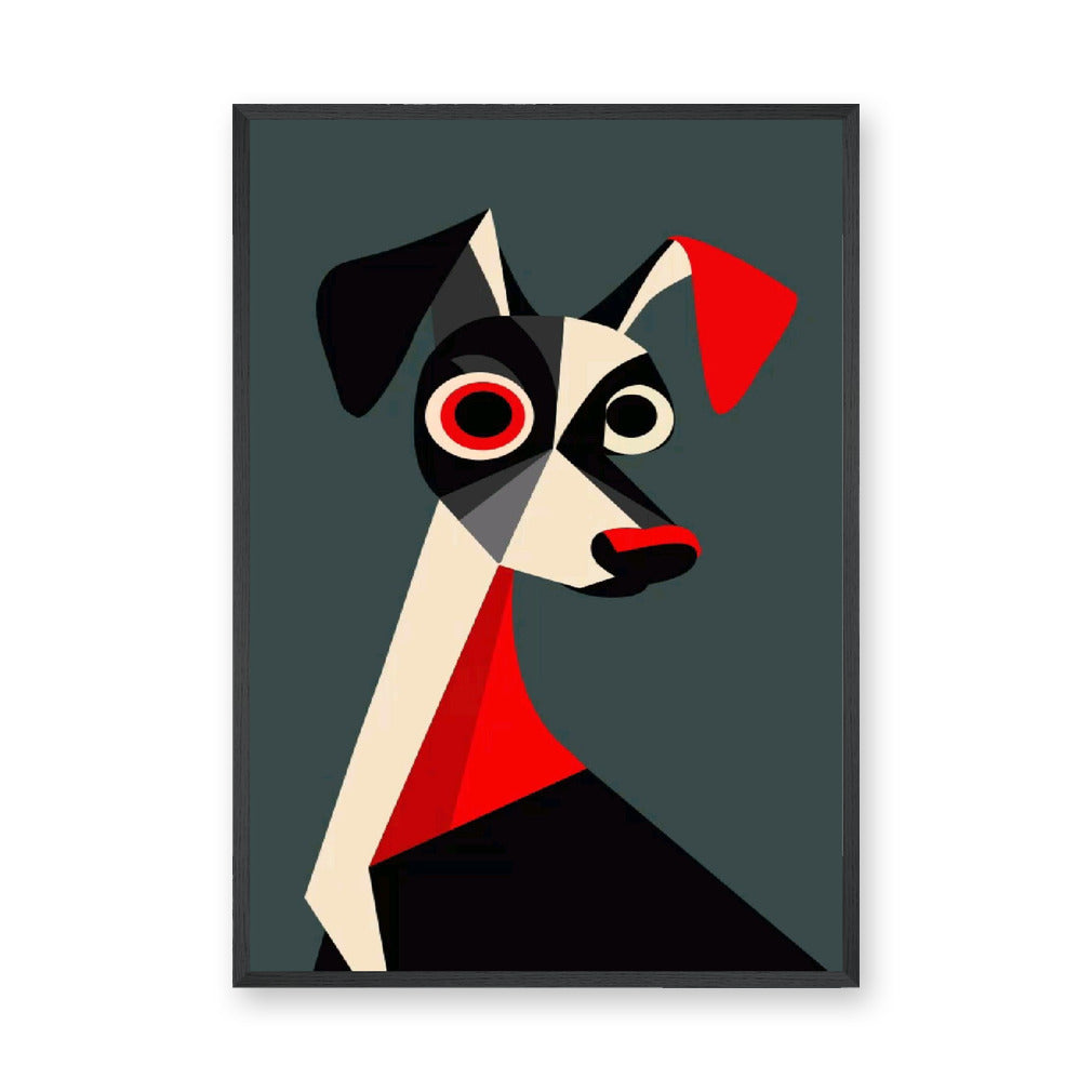 Geometric Dog Portrait Modern Wall Art – Cubist Pet Design